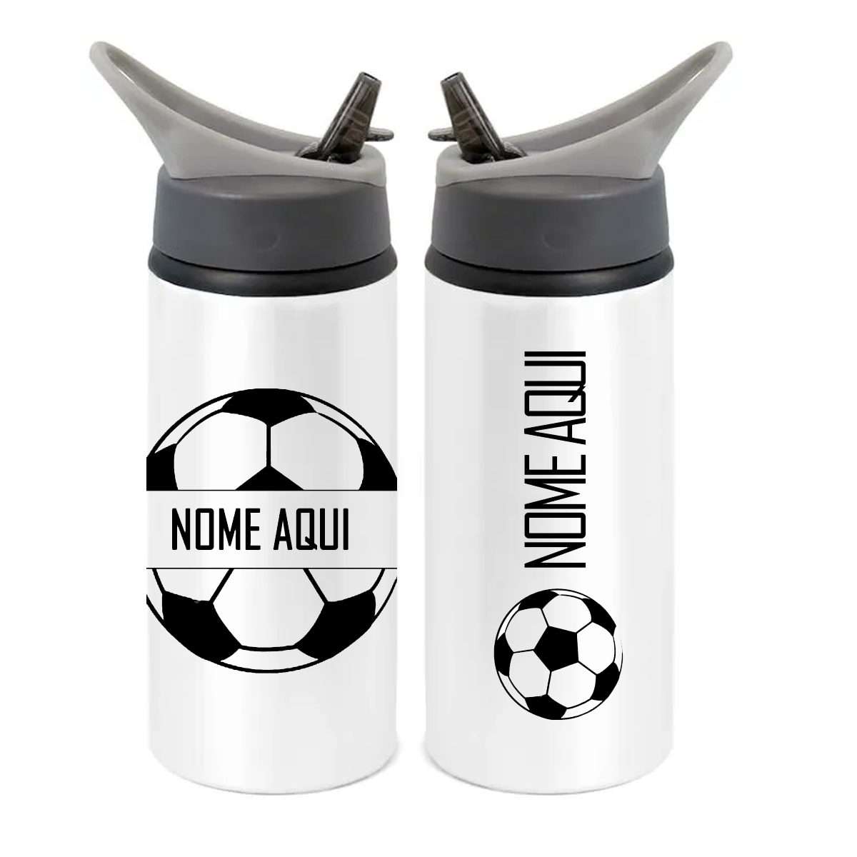 Squeeze de Alumínio Futebol Personalizado com Canudo Volta às Aulas