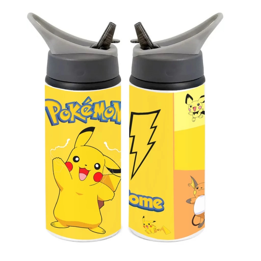 Squeeze de Alumínio Pokémon Pikachu Personalizado com Canudo Volta às Aulas